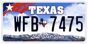 WFB7475 license plate in Texas