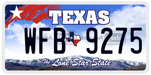 WFB9275  license plate in TX