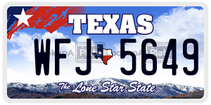 WFJ5649 license plate in Texas