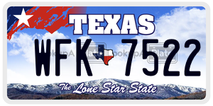 WFK7522 license plate in Texas