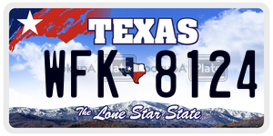 WFK8124  license plate in TX