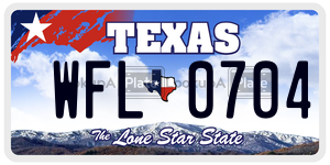 WFL0704 license plate in Texas