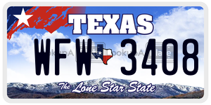 WFW3408 license plate in Texas