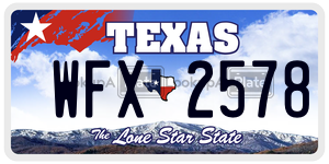 WFX2578 license plate in Texas