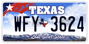 WFY3624 license plate in Texas