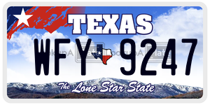 WFY9247  license plate in TX