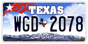 WGD2078 license plate in Texas