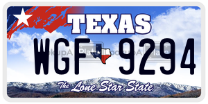 WGF9294  license plate in TX