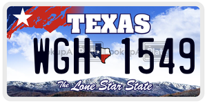 WGH1549 license plate in Texas