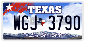 WGJ3790  license plate in TX