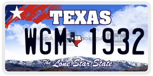 WGM1932  license plate in TX