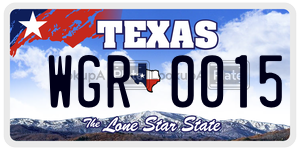 WGR0015 license plate in Texas
