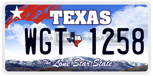 WGT1258 license plate in Texas