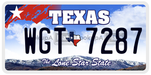 WGT7287 license plate in Texas