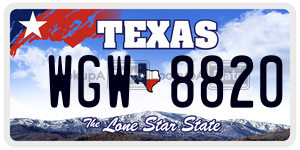 WGW8820 license plate in Texas