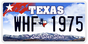 WHF1975 license plate in Texas
