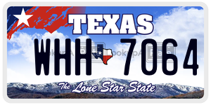WHH7064 license plate in Texas