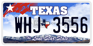 WHJ3556 license plate in Texas