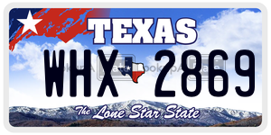 WHX2869  license plate in TX