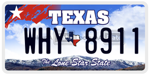 WHY8911  license plate in TX
