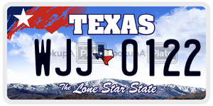 WJJ0122 license plate in Texas