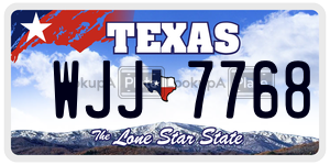 WJJ7768  license plate in TX