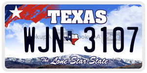 WJN3107  license plate in TX