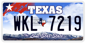 WKL7219 license plate in Texas