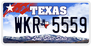 WKR5559  license plate in TX