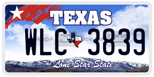 WLC3839 license plate in Texas