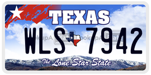 WLS7942  license plate in TX
