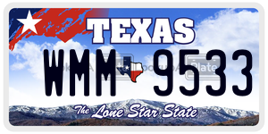 WMM9533 license plate in Texas