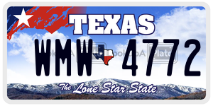 WMW4772  license plate in TX