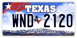 WND2120  license plate in TX