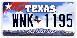 WNK1195  license plate in TX