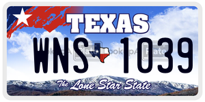 WNS1039  license plate in TX