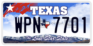 WPN7701  license plate in TX
