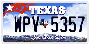 WPV5357  license plate in TX