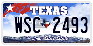 WSC2493 license plate in Texas