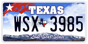 WSX3985 license plate in Texas