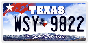 WSY9822  license plate in TX