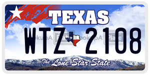 WTZ2108  license plate in TX