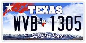 WVB1305  license plate in TX