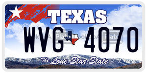 WVG4070  license plate in TX