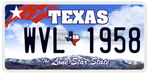 WVL1958  license plate in TX