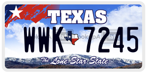 WWK7245  license plate in TX
