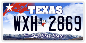 WXH2869  license plate in TX