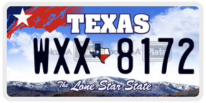 WXX8172  license plate in TX