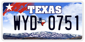 WYD0751  license plate in TX