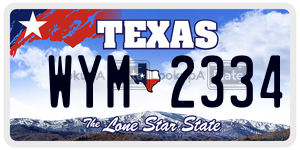 WYM2334  license plate in TX